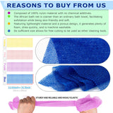 4 Pieces African Net Sponge – Premium African Net Sponge for Deep Exfoliation Quick-Dry and Reusable Mesh for Smooth Skin（Yellow Pink Purple Blue）