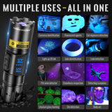 DARKBEAM UV Flashlight 365nm & 395nm Dual Black Light, Blacklight USB Rechargeable LED Ultraviolet Flashlights, Powerful Focusable Woods Lamp Pet Urine Detector, for Uranium Glass, Resin Curing