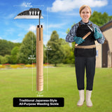 AON Japanese Weeding Sickle & Hand Hoe, 4-Tine Uprooting Garden Tool