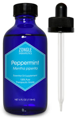 Peppermint Oil, Food Grade, Edible, for Digestion, IBS, Hair – 100% Pure, Peppermint Essential Oil, Mint Oil, Safe for Ingestion, by Zongle Therapeutics, 4 OZ