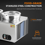 WILPREP Commercial Food Warmer with Two 7.4 QT Inserts, 1500W Countertop Electric Steam Table, 86-185°F Adjustable Temp Control & Over-Temp Protection, Stainless Steel