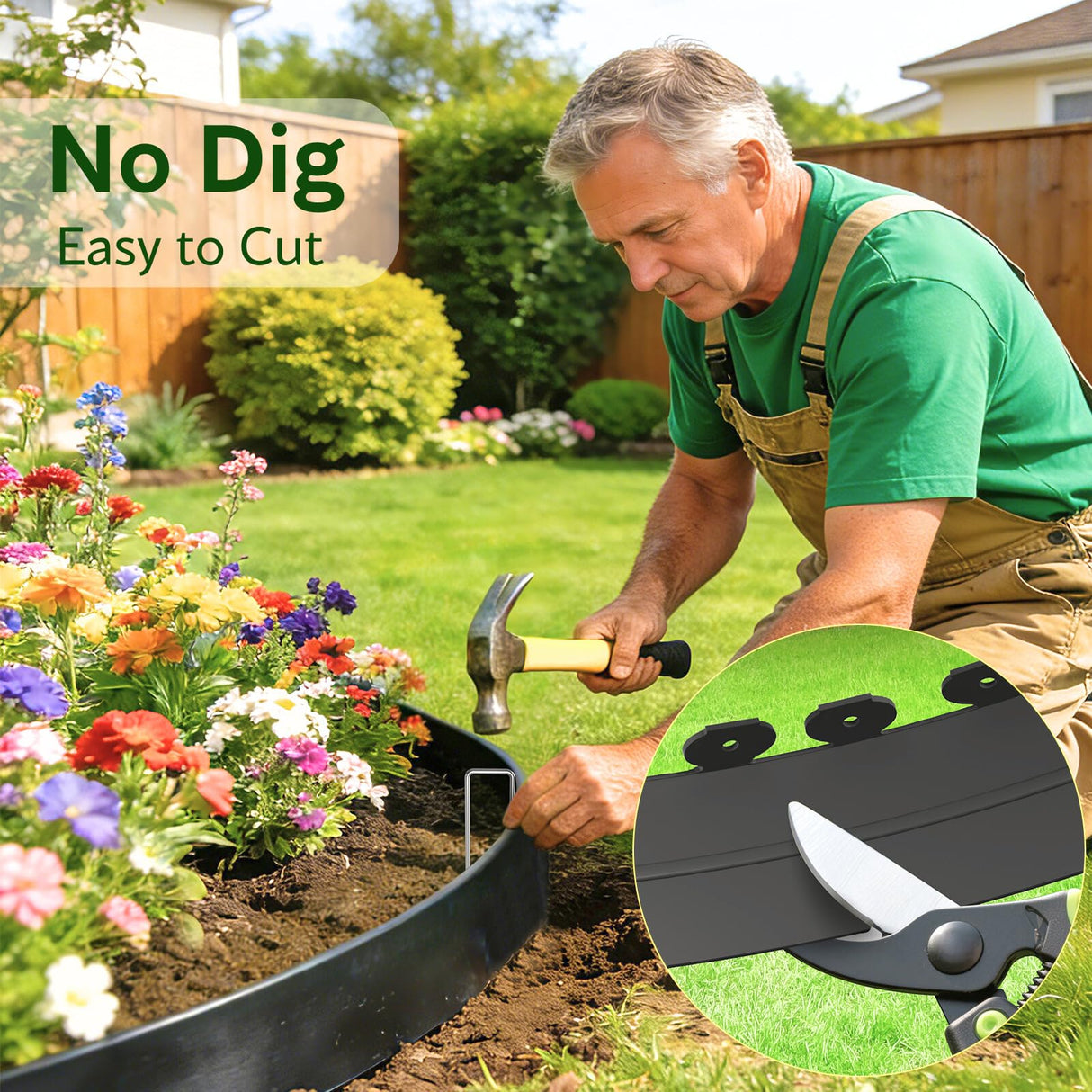 Bluepro Landscape Edging, 2 Inch 100 ft Garden Border Edging Upgraded with 150 Steel Stakes (Strong) & Reinforced Design - Durable Plastic Garden Border for Flower Beds, Lawn & Yard