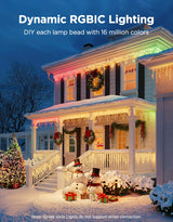 Govee Icicle Lights, Smart RGBIC Christmas Lights for Outside, 33ft with 400 LEDs Icicle Light Outdoor, IP67 Waterproof, Music Sync, Voice Control, 78+ Scene Modes for Halloween Decor