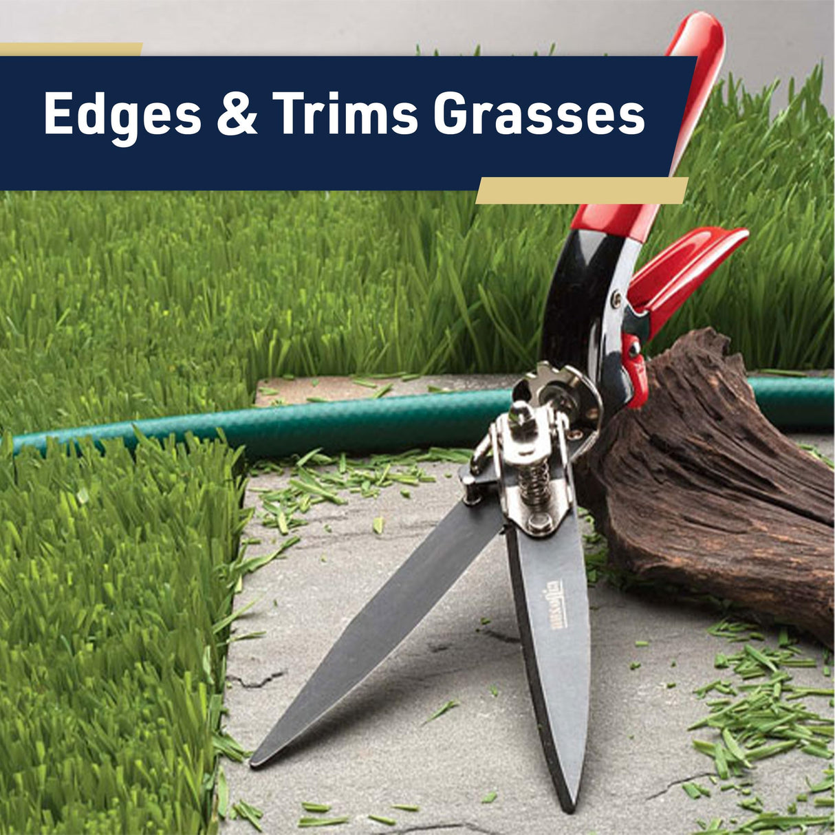 Grass Shears - Garden Clippers with Rotating Handle - Grass Cutter Edging Shears - Hedge Trimmer Garden Shears - Hedge Clippers or Yard Scissors for Outdoor Edges and Hedges by Kings County Tools