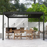 MIRADOR 80S Louvered Pergola 10' x 12', Modern Style with Adjustable Louvers and Integrated Drainage System for Deck Garden Yard, Easy Installation, Charcoal