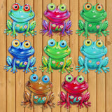 Junware Metal Frog Wall Decor, 8 Pcs Frogs Wall Art Sculptures Hanging Sculpture Decoration, Outdoor Fence Arts for Home Garden, Fence, Patio, Yard, Bedroom Outside Gifts for Adults