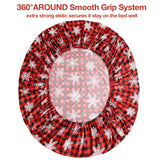 JSD Red Buffalo Plaid Snowflakes Sheet Set Queen Size, 4 Piece Christmas Winter Microfiber Bedding Sheets Extra Deep Pocket