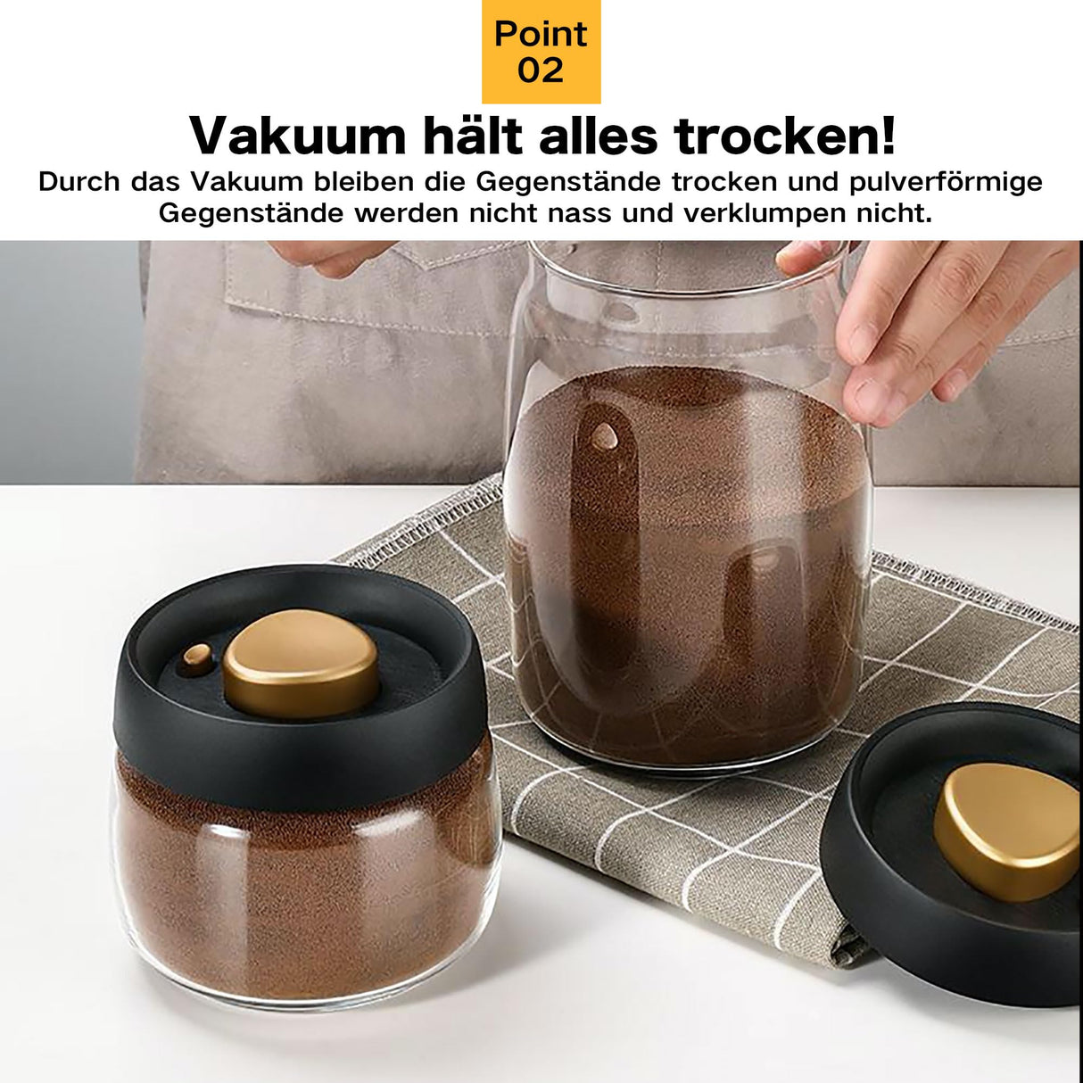 BelleLife Vorratsgläser mit Deckel Vakuumierbare Vorratsdose kaffeedose 850ml 550ml Küche luftdicht Aufbewahrungsgläser, Gewürz-Spülmaschinenfest, aus Verstärktem Borosilikatglas