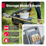 Step2 EverTough Garden Hopper Rolling Gardening Cart with Seat, Heavy-Duty Wheels, Tool Storage, Durable Resin Yard Wagon, Easy to Clean, 300 lb Capacity