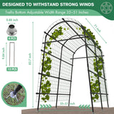 Garden Arch Trellis 7FT Extra Tall Polyethylene-Coated Stainless Steel Garden Trellis for Climbing Plants Outdoor Garden Trellis Arch for Cucumber Trellis | Gardening Trellis with Clips (Black)