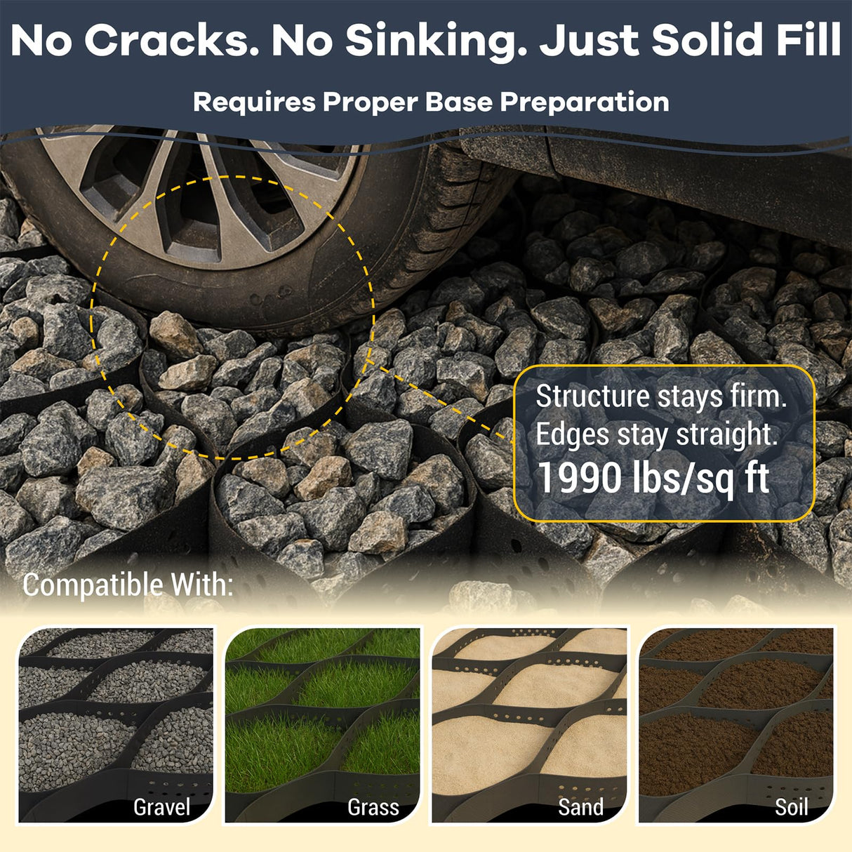 40FT Gravel Grid for Driveway –HDPE Geocell Ground Stabilizer