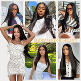 Ecibeny Glueless Wigs Human Hair Pre Plucked Pre Cut 7x4 Straight Lace Front Wigs Human Hair Closure Wigs Human Hair 180% Density Lace Front Wigs for Women 24 inch