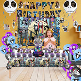Favuit Birthday Decorations, Nightmare Christmas Party Supplies Halloween Birthday Party Decorations Set Includes Banner Balloons Tablecloth Backdrop Hanging Swirls Cake Toppers