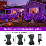 JMEXSUSS 360 LED 12ft x 5ft Halloween Net Lights, Connectable Purple Mesh Lights Outdoor Plug in with Remote, 8 Modes Waterproof Purple Halloween Light for Bushes Halloween Christmas Decorations