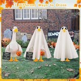 Aymolas Halloween Goose Outfit Ghost Porch Outfits Yard Statue Clothes Silly Lawn Goose Costume for 23'' Plastic/Cement Statues Patio Lawn Decor
