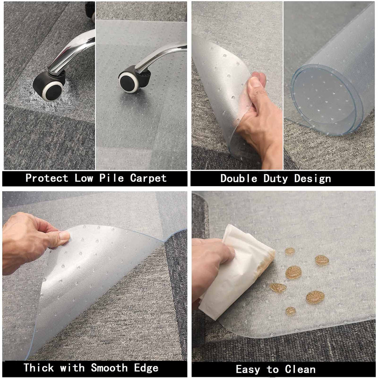 AiBOB Chair Mat for Low Pile Carpet Floors, Flat Without Curling, 36 X 48 in, Office Carpeted Floor Mats for Computer Chairs Desk