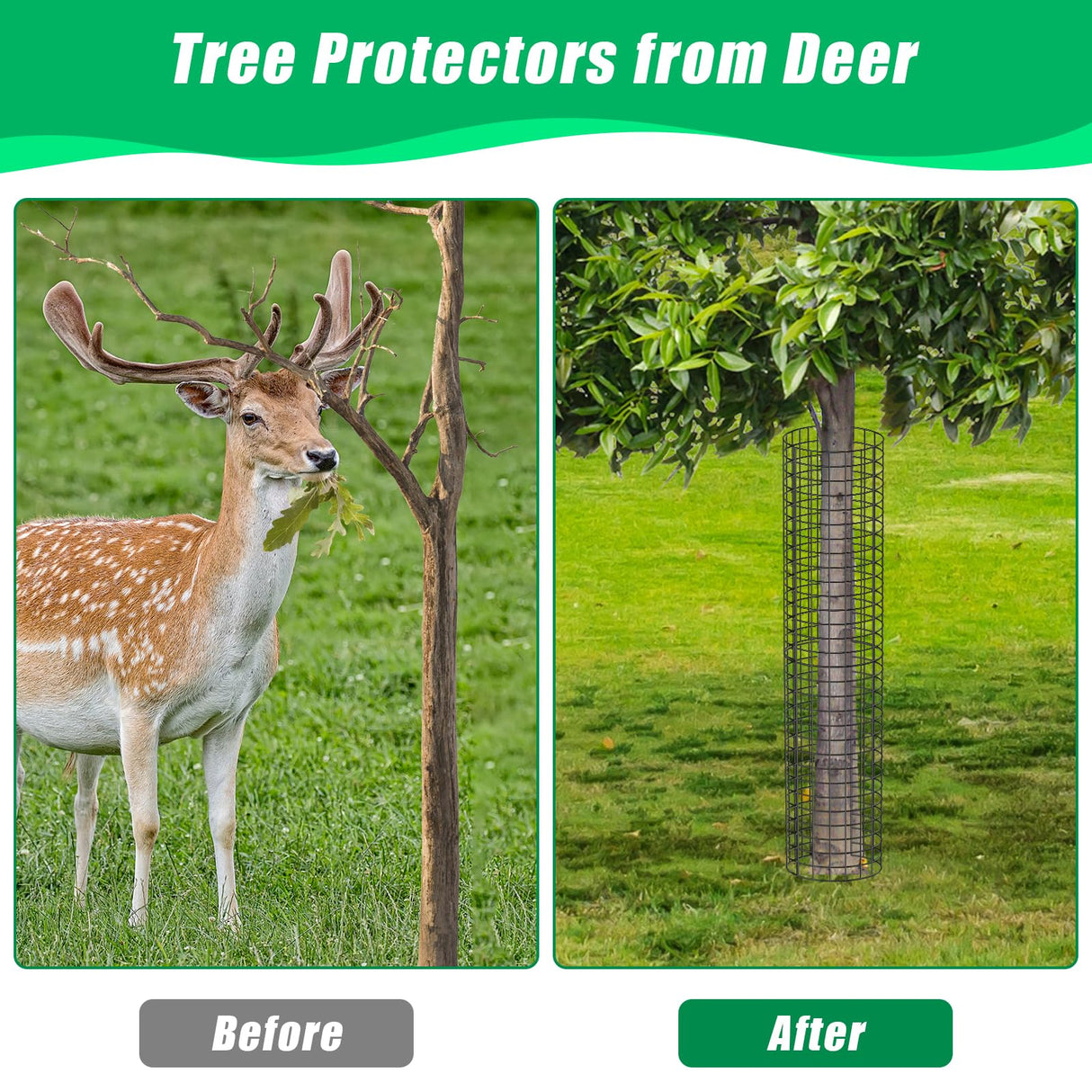 UQM 6 Pack Tree Trunk Protector, 12 Pcs Metal Tree Guards Trunk Protector