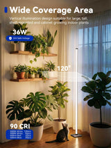 GLOWRIUM Grow Lights for Indoor Plants, 36W Vertical Plant Grow Lights with Auto-Timer, Full Spectrum LED Standing Plant Grow Light, 3 Light Modes, 6-Level Dimmable (60in)