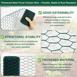 Floral Chicken Mesh for Craft, 4 x 236 Inch Galvanized Hexagonal Netting Roll, Lightweight Garden Poultry Fence for Coop & Rabbit, Metal Mesh Kit with Gloves, Ties and Plier