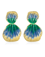 Colorful 18K gold plated Boho Chunky Leaf Floral Geometric Textured Dangling Statement Earrings for Women by SNGIA, Large Orange Green Handmade Trendy Ribbed Fan Dangle Jewelry Gifts, Big Summer Round Oval Square African Beachy Vacation Flower Fashion Acc