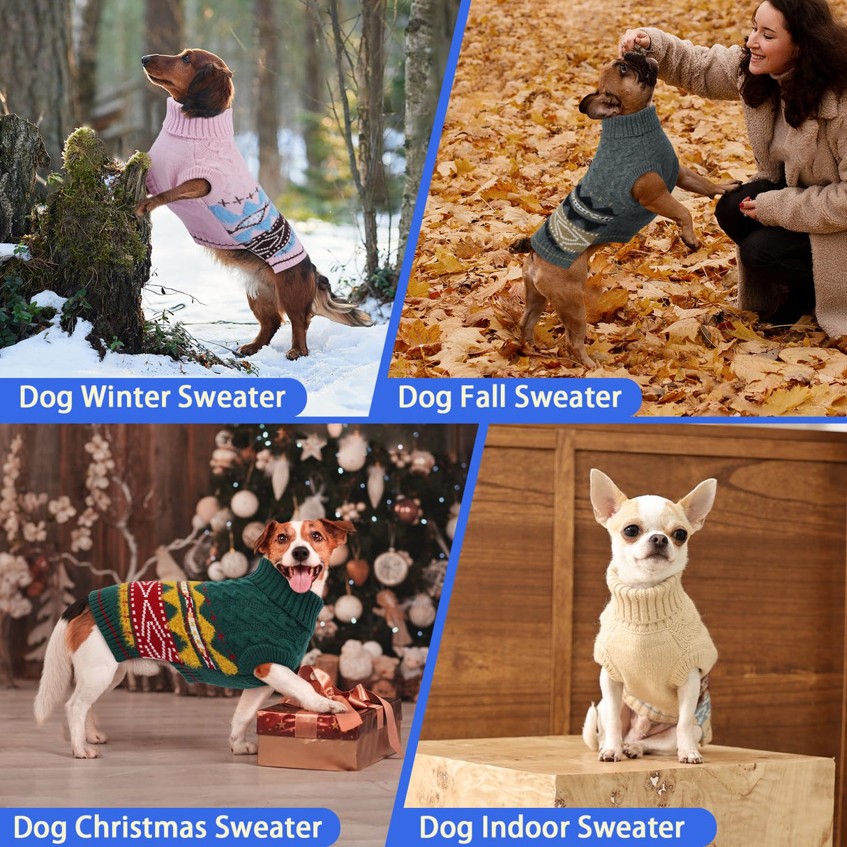 MIGOHI Windproof Dog Sweater Stretchy Medium Dog Sweater for Chilly Day | Dachshund Sweaters for Cold Weather Comfortable Sleeveless Winter Christmas Knitwear for Wiener,Pug,LightBeige,M