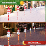 Newhale Set of 3 Snowman Solar Christmas Decorations, 8 Modes Solar Garden Lights, Candy Cane Christmas Stake Light, Outdoor Xmas Decor for Yard, Patio, Pathway (White)