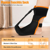 CEZUVR-US Plantar Fasciitis Night Splint Sock: Upgraded Plantar Fasciitis Brace with Support Plate for Women Men for Achilles Tendonitis Foot Drop Heel Spur Pain Relief Black-Orange Large