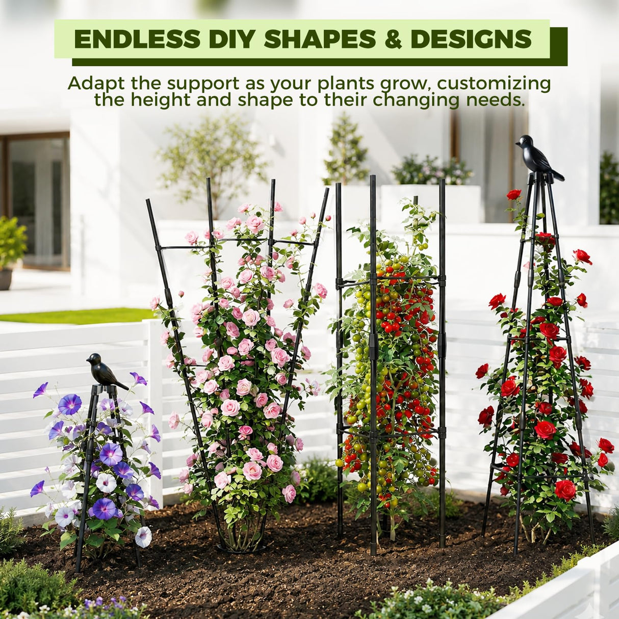 2 Pack Cucumber Trellis, 4FT Cucumber Trellis for Raised Bed, Garden Obelisk Trellis for Climbing Plants Outdoor Rustproof Plants Support for Flower Vine Vegetable Tomato Cage,Potted Plants