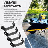 FENXDN 4 Pcs Black Steel Wheelbarrow Heavy Duty Axle Bracket