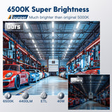 BBOUNDER 4 Pack Linkable LED Utility Shop Light, 4400 LM, Super Bright 6500K Cool Daylight, 4 FT Integrated Fixture for Garage, 40W Equivalent 250W, Surface + Suspension Mount, Black