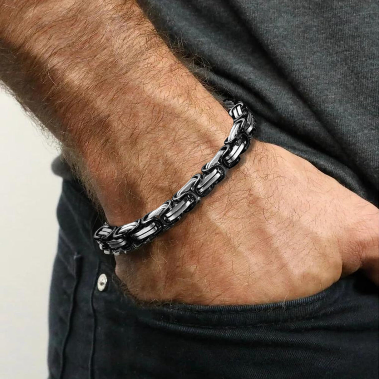 Printed Art Therapy To My Son Bracelet from Mom and Dad, I Love You Gift, Mother & Father Son Bracelet, Sentimental Gifts from Parents, Graduation Gift for Him (Silver/Black)