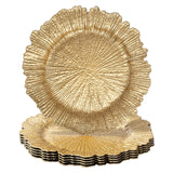 MAONAME Round 13" Gold Charger Plates, Set of 6, Reef Plate Chargers for Dinner Plates, Plastic Table Chargers for Wedding, Thanksgiving, Christmas