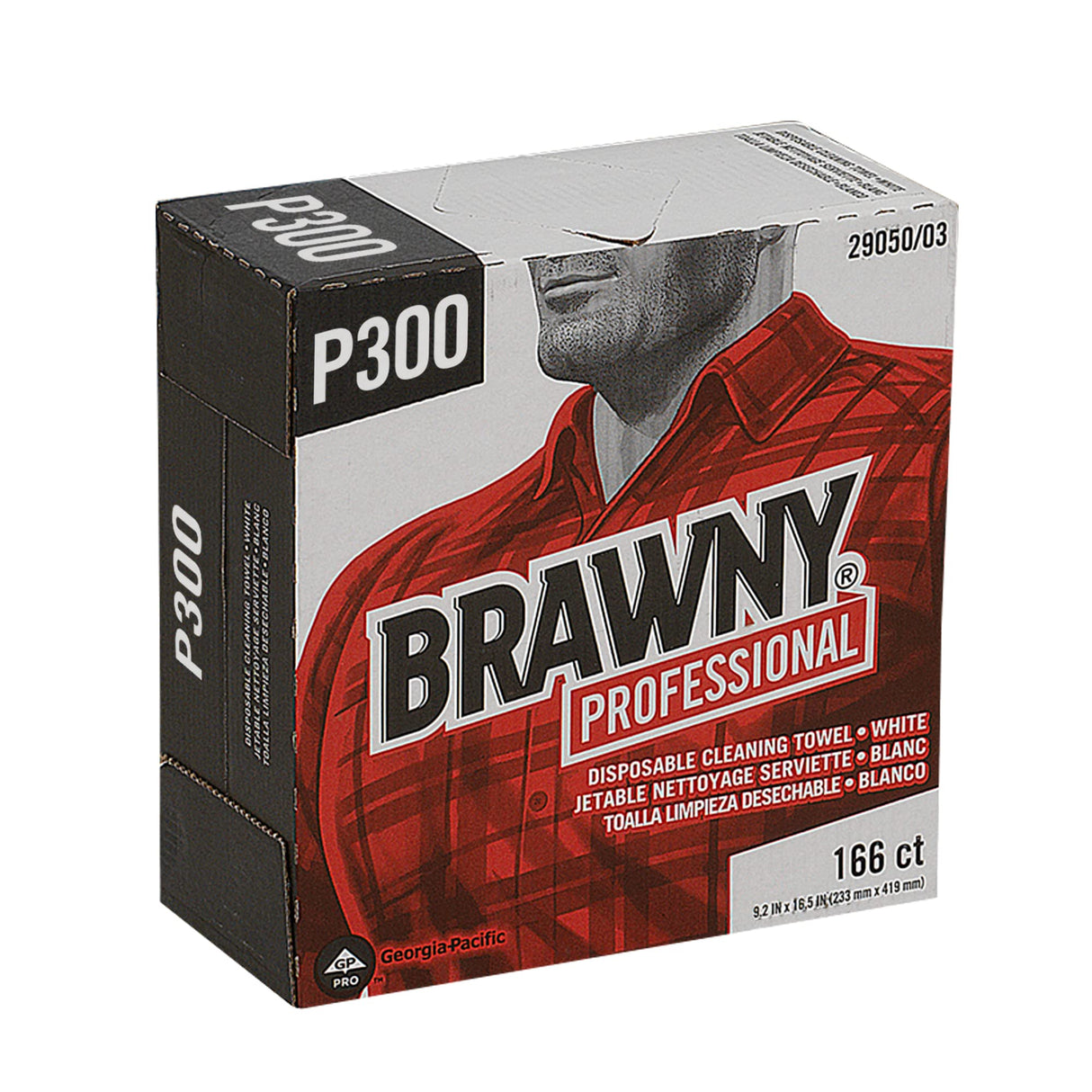 Brawny Professional P300 Disposable Cleaning Towel by GP PRO 29050/03 Medium Duty Tall Box White 5 Boxes @ 166 Count