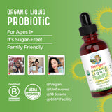 MARYRUTH'S Organics Liquid Probiotic for Ages 4+ | 2 Billion CFU | 13 Probiotic Strains | Gut Health & Digestive Support | Gas & Bloating Support | Vegan | Gluten Free | Travel-Friendly | 20 Servings