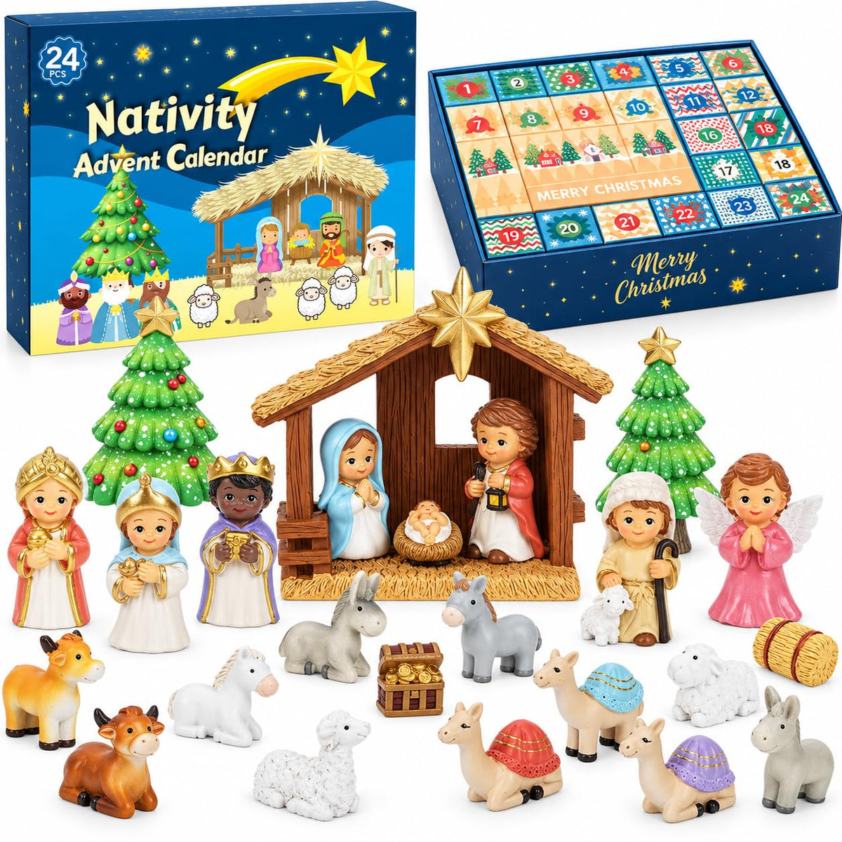Nativity Advent Calendar 2026 for Kids - 24 Days of little people Christmas Nativity Scene Set for Toddlers, Christmas Countdown Calendar Gifts for Kids Boys Girls Children Toddler Teens Indoor Toy