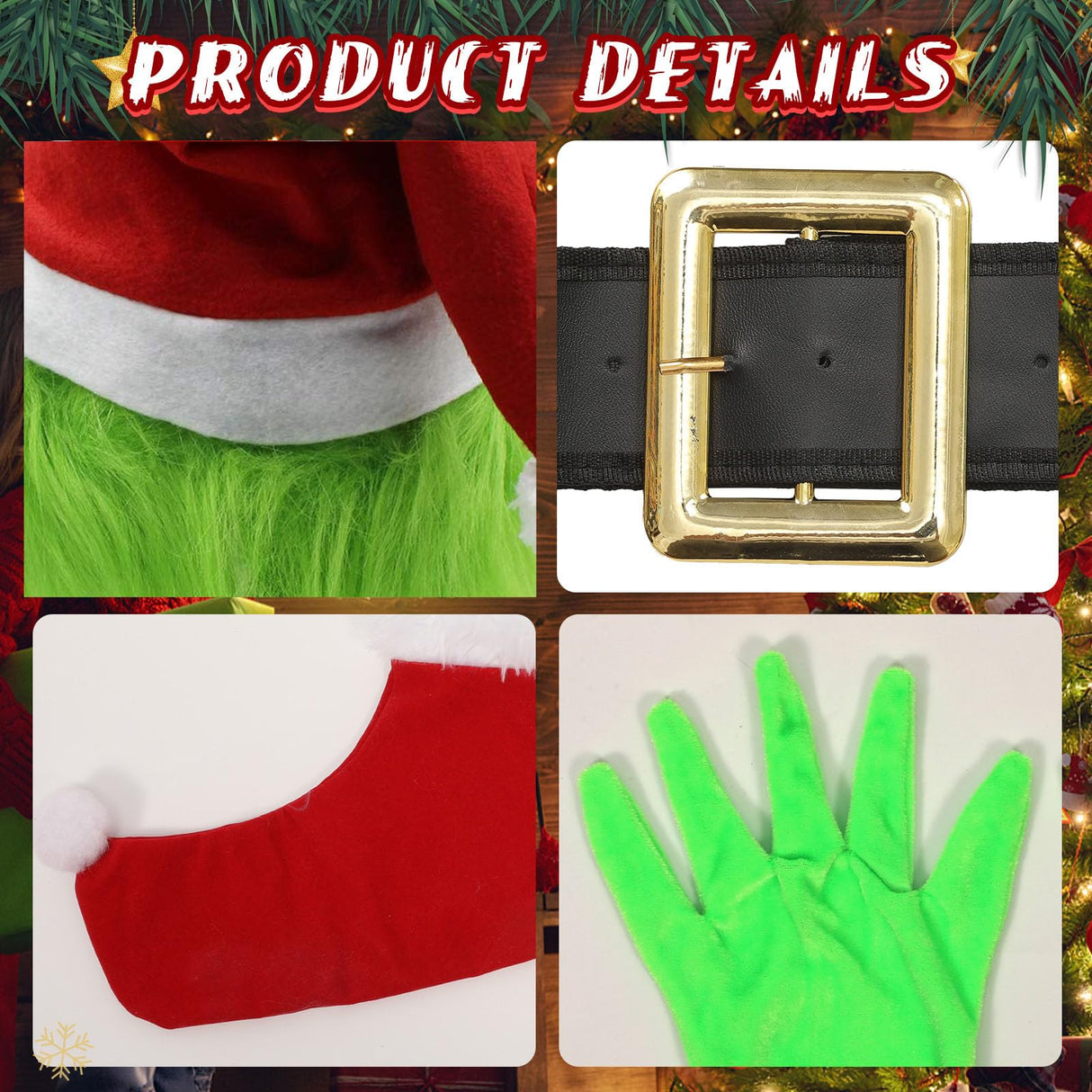 ZZXIAOJIE Green Costumes Kids 5Pcs Costume Long Sleeve Hooded Top and Pants Sets Green Monster Christmas Outfits