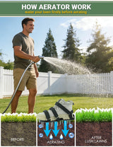 Lawn Aerator Shoes for Grass, Pre-Assembled Heavy Duty Aerator Lawn Tool with Hook and Loop Straps, One Size Fits All Spiked Shoes for Effectively Aerating Yard Garden Lawn Patio Soil, No Installation