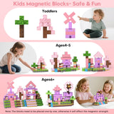 Gryxpox Magnetic Blocks, Magnetic Building Blocks 100pcs, STEM Sensory Toys with Princess Castle Build–Creative Magnet Tiles for Toddlers Ages 3+, Boys & Girls–Christmas Birthday Party Kids Gifts