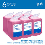 Scott Professional Foam Hand Soap with Moisturizers (91552), 1.0 L, Foaming, Pink, Floral Scent, Manual Refills (6 Bottles)