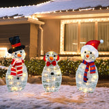 HOURLEEY Christmas Decoration 55 L Lighted Snowman Family Outdoor, 3-Piece Waterproof Plug in 2D Snowman for Yard Patio Lawn Garden Party Decor 20.5X9X29.5Inch-Large (Warm White)