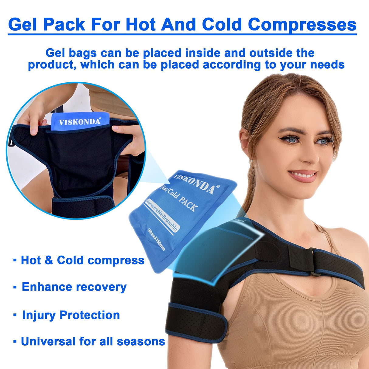 VISKONDA Shoulder Brace Sling Immobilizer and Compression Sleeve,Rotator Cuff Injury Supports for AC Joint Pain Relief,Arm Stability,Tear,Bursitis,Swelling,Tendonitis,for Men and Women (Large)