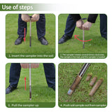 Soil Probe 16 Inch with 2 Bags, Soil Sample Probe with Ejector for Lawn House Plants, T-Handle Soil Sampler Probe Rod, Stainless Steel Soil Test Kits Tool for Soil Sampling