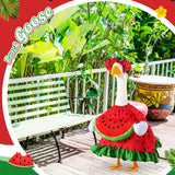 Sanwuta Summer Goose Outfits for 23" Porch Goose Watermenlon Lemon Strawberry Geese Costume Outfit with Hat for Summer Garden(Watermelon)