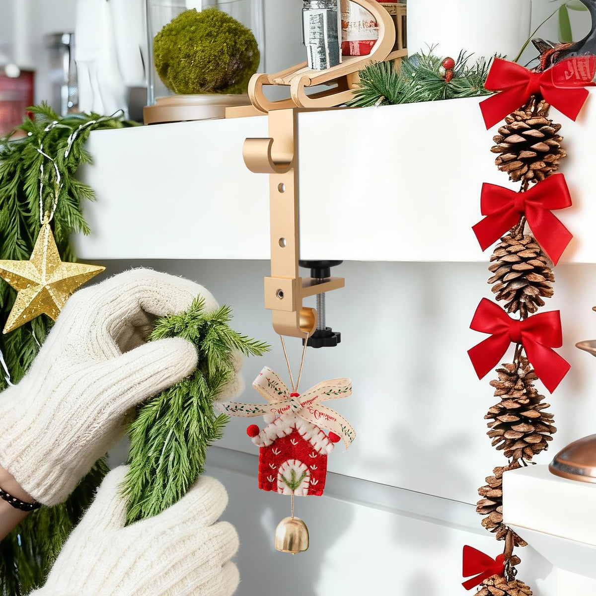 Stocking Hangers for Mantle,2 in 1 Adjustable Christmas Stocking Holder