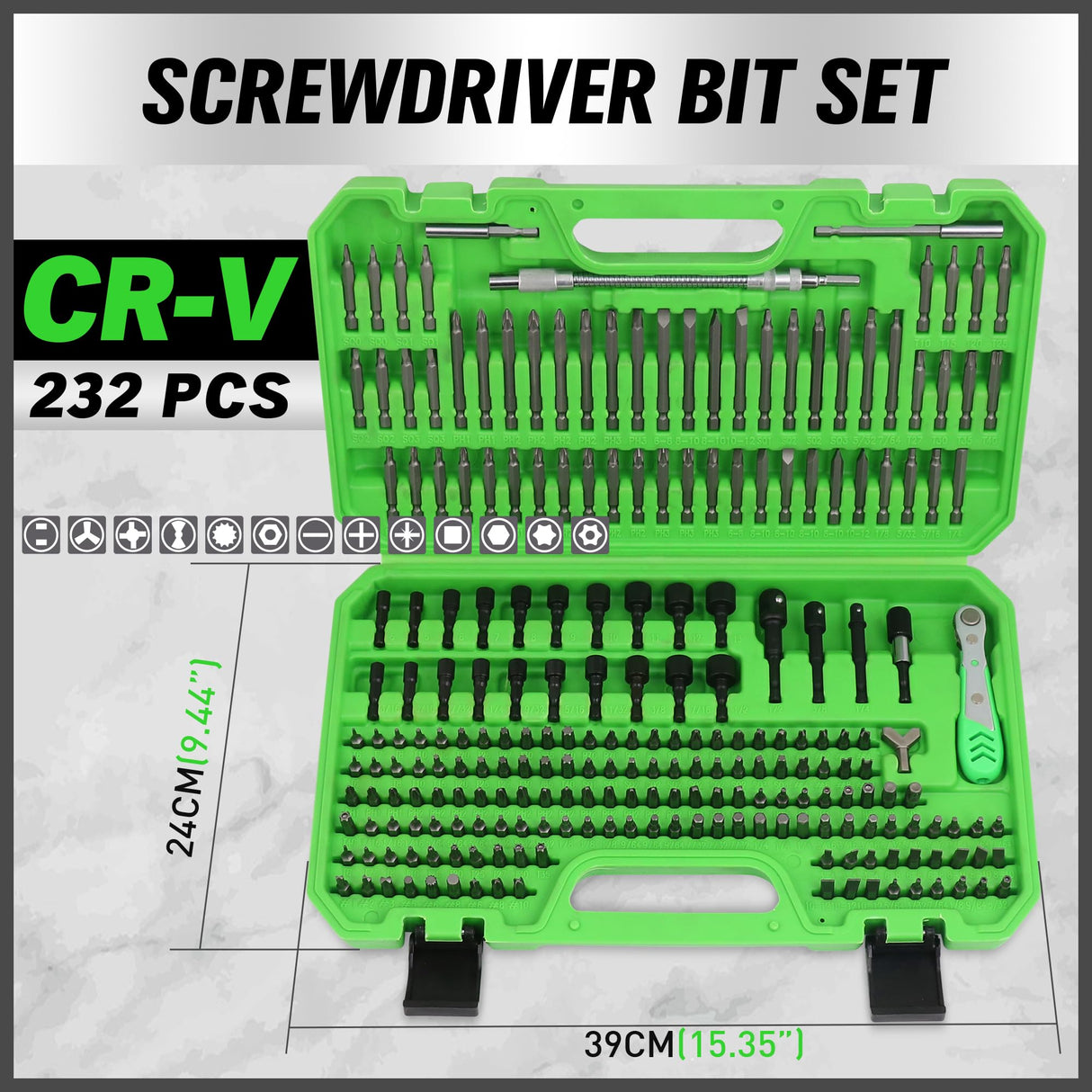 SWANLAKE 232-Piece Ultimate Screwdriver Bit Set, Cr-V Impact Driver Bit Set, Includes Security Bits, Nut Driver, Ratchet Wrench and Bits Holder