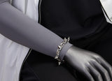 COOLSTEELANDBEYOND Men’s Stainless Steel Spiked Paperclip Link Bracelet With Lobster Clasp, Punk Rock Chain Wristband