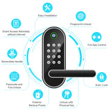Fingerprint Smart Door Lock with Handle & Keypad – No More Lost Keys, Keyless Entry & Remote Access for Home, Kids, Airbnb & Rental Property, DIY Install, Alexa & Google Compatible