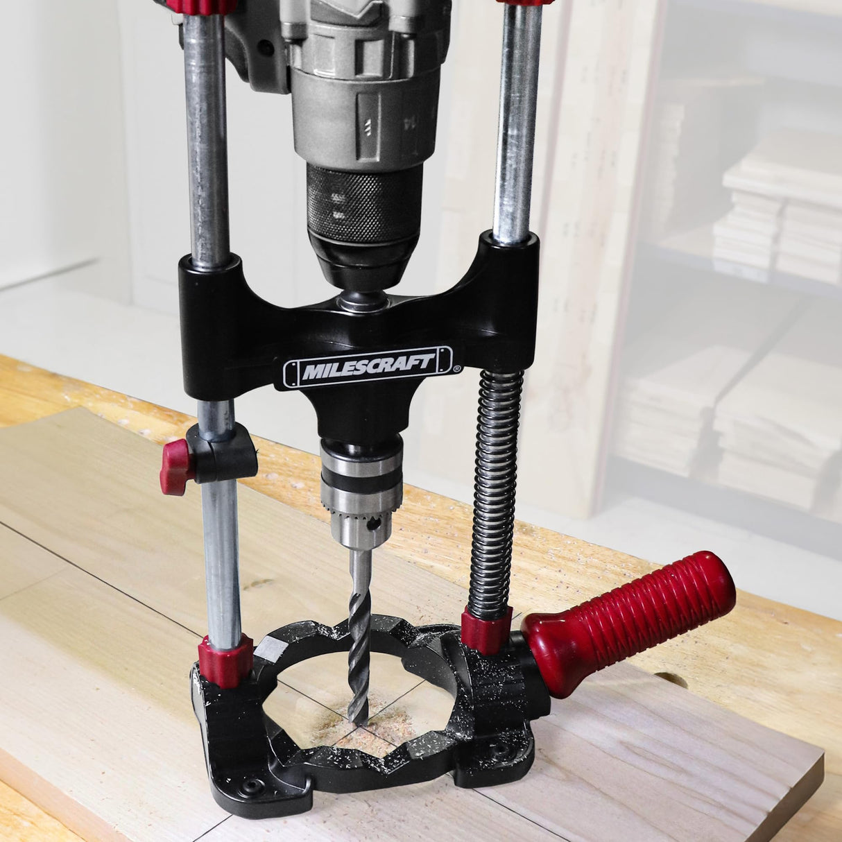 Milescraft 1318 DrillMate Portable Drillling Guide – Precision Drilling Jig Attachment for Drilling Angled or Straight Holes, Adjustable Drill Guide Attachment, Portable Drill Press with 3/8” Chuck