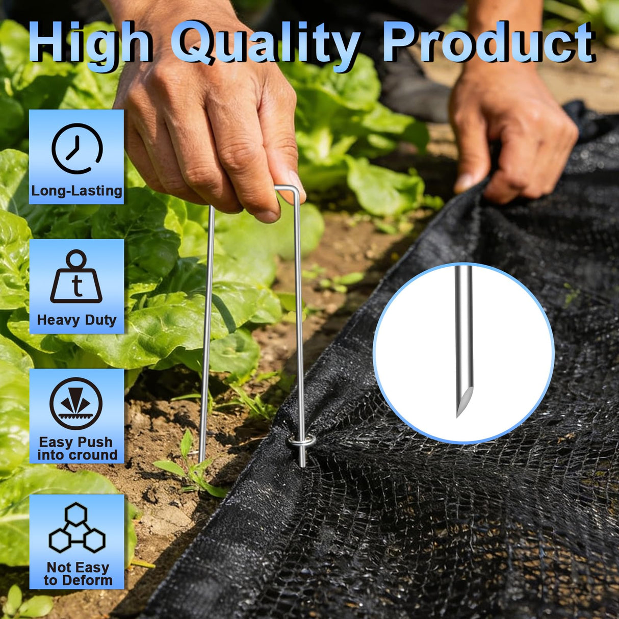 JERIA 6 Inch 240 Pack U-Shaped Galvanized Garden Stakes, 11 Gauge Landscape Staples, Landscape Fabric pins,Ground Stakes,Yard Stakes for Decorations