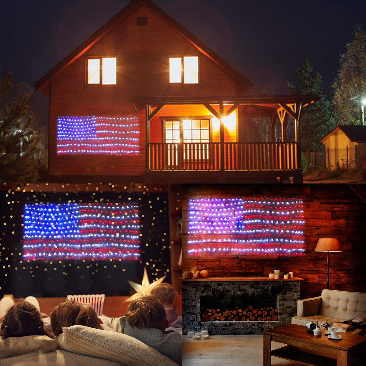 HYH American Flag Lights with 420 Super Bright LEDs,Waterproof Led Flag Net Light of The United States for Yard,Garden Decoration, Festival, Holiday, Party Decoration,Christmas Decorations